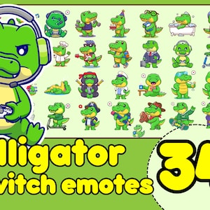 Alligator Emotes, Alligator Twitch Emotes, Crocodile Emotes, Crocodile Discord Emote, Gator Twitch Emote, Alligator Emote twitch, dinosaur