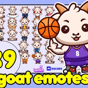 goat emotes! Cute goat twitch emotes, the GOAT emotes, sheep emotes, farm emotes, goat emotes, cute farm animals twitch, G.O.A.T emotes