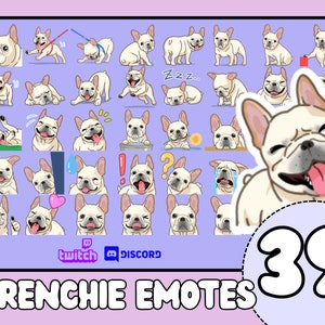 Frenchie Emotes Bundle, French Bulldog Emotes, Frenchie Emote Twitch, Frenchie Twitch Emote Chibi Style dog Emotes, Frenchie Discord Emotes
