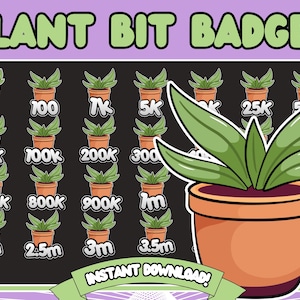 plant Bit Badges, Twitch Bits Badges,  plant mom Bit Badges flower bit badges, plant bit badges, leaf bit badges, plant emotes twitch