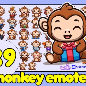 ¡Emoticones de mono! Emoticones de mono, emoticones de gorila, emoticones de animales salvajes, emoticones de orangután, animal tierno, emoticón de mono