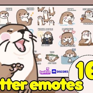 Otter Twitch Emotes Bundle, otter emotes megapack, cute otter emote, discord otter, meerkat emotes twitch, zoo animals emotes, discord emote