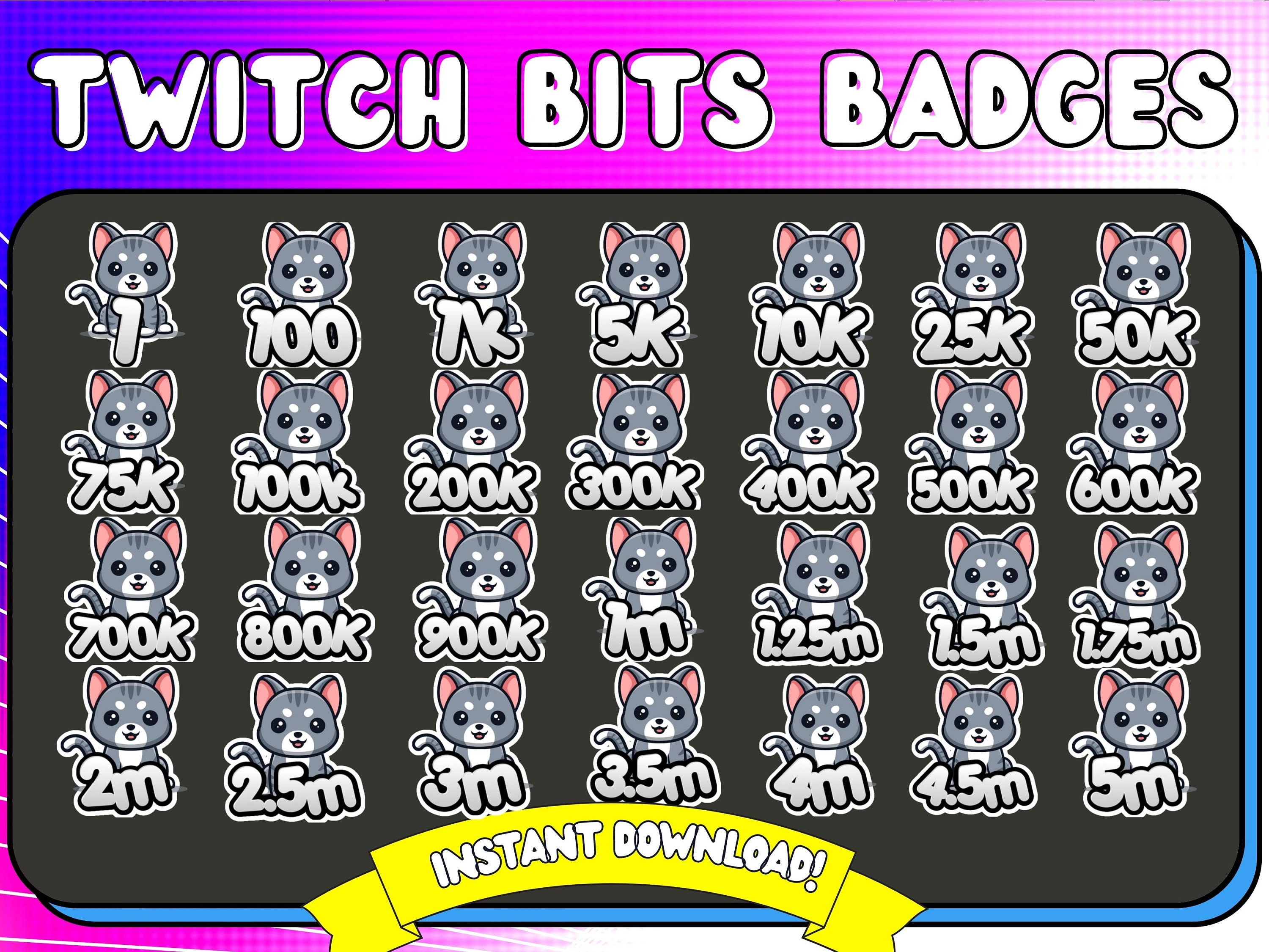 Twitch Bit Badges | Twitch Bits Badges | Cat Twitch Bit Badges | Cute ...