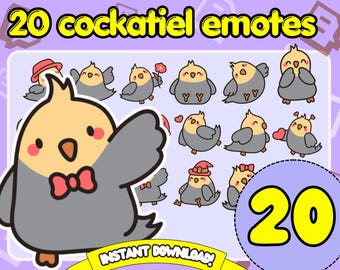 ¡Emotes de cacatúas para Twitch! Emotes de cacatúas, emotes de loros, emotes de pájaros, emotes de pájaros lindos, emotes de loros lindos, insignias de pájaro, emote de loro