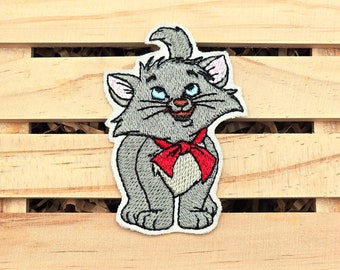 Berlioz Patch, Gray Kitten Patches, Embroidery Patch, Patches for Clothing, Jackets, Jeans, Backpacks, Hats, Iron On Patch, Sew On Patch