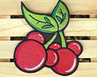 Cherry Patch, Mickey Cherries Patch, Embroidery Patch, Patches for Clothing, Jackets, Jeans, Backpacks, Hats, Iron On Patch, Sew On Patch