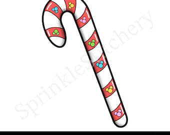 SprinkleStitchery -Mickey Candy Cane Christmas Holiday Instant Download, High Resolution PDF, JPEG and PNG