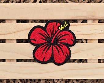 Hibiscus Flower Embroidery Patch, Flor Hibiscus, Patches for Clothing, Jackets, Jeans, Backpacks, Hats, Iron On Patch, Sew On Patch
