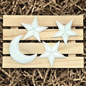 Black & Gold Galaxy Moon With Stars Iron On Patch Sew Crescent Goth - Foto 10