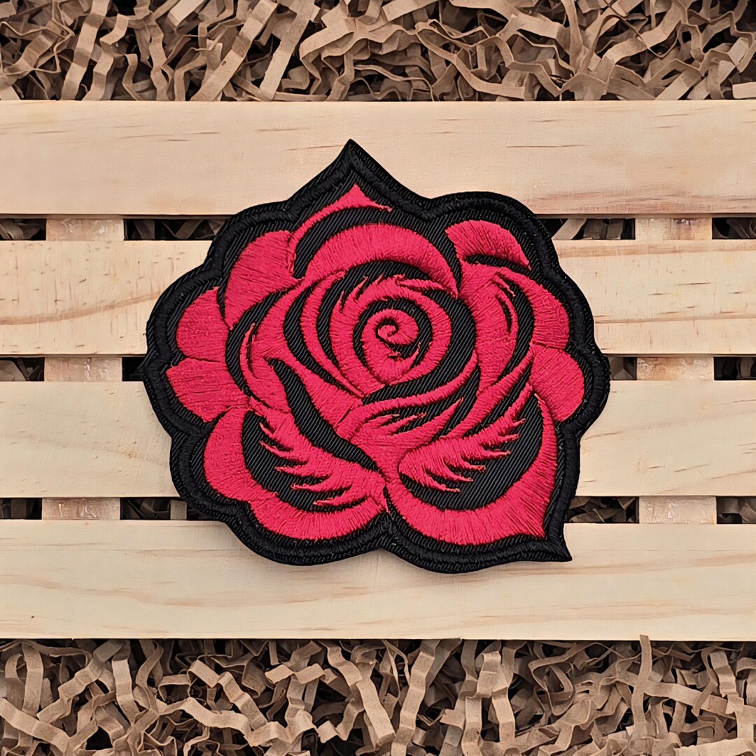 Rose Line Patch Red Rose Flower Patch, Flower Patches, Embroidery Patch, Patches for ...