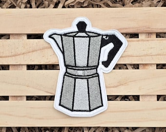 Greca Coffee Maker Patch, Parcho Greca Puerto Rico, Patches for Clothing, Jackets, Jeans, Backpacks, Hats, Iron On Patch, Sew On Patch