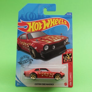 Hot Wheels - custom Ford Maverick - red - HW Flames - model car (rare)