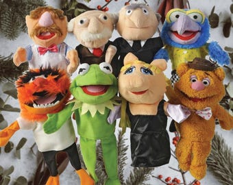 Rare Disney MUPPETS loose hand puppets - Hand puppets plush set: Miss Piggy, Kermit, Fozzie, Swedish Chef, Gonzo, Waldorf & Statler