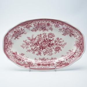 Villeroy & Boch Fasan oval serving dish – 32 cm – red flower and bird motif – Saar Germany