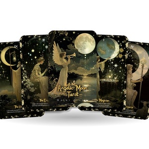 Tarot Luna Angélica - 22 Arcanos Mayores - Abre la puerta a la comprensión intuitiva y al Crecimiento Espiritual - Herramienta de adivinación - Cartas de los Arcanos Mayores