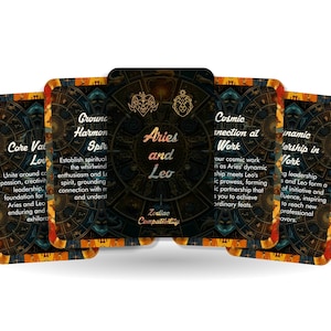 Oráculo de Aries y Leo - Compatibilidad con Zodíaco - Herramientas de adivinación - Tarjetas de Oráculo - Compatibilidad con signos estelares - Tarjetas de compatibilidad con horóscopo