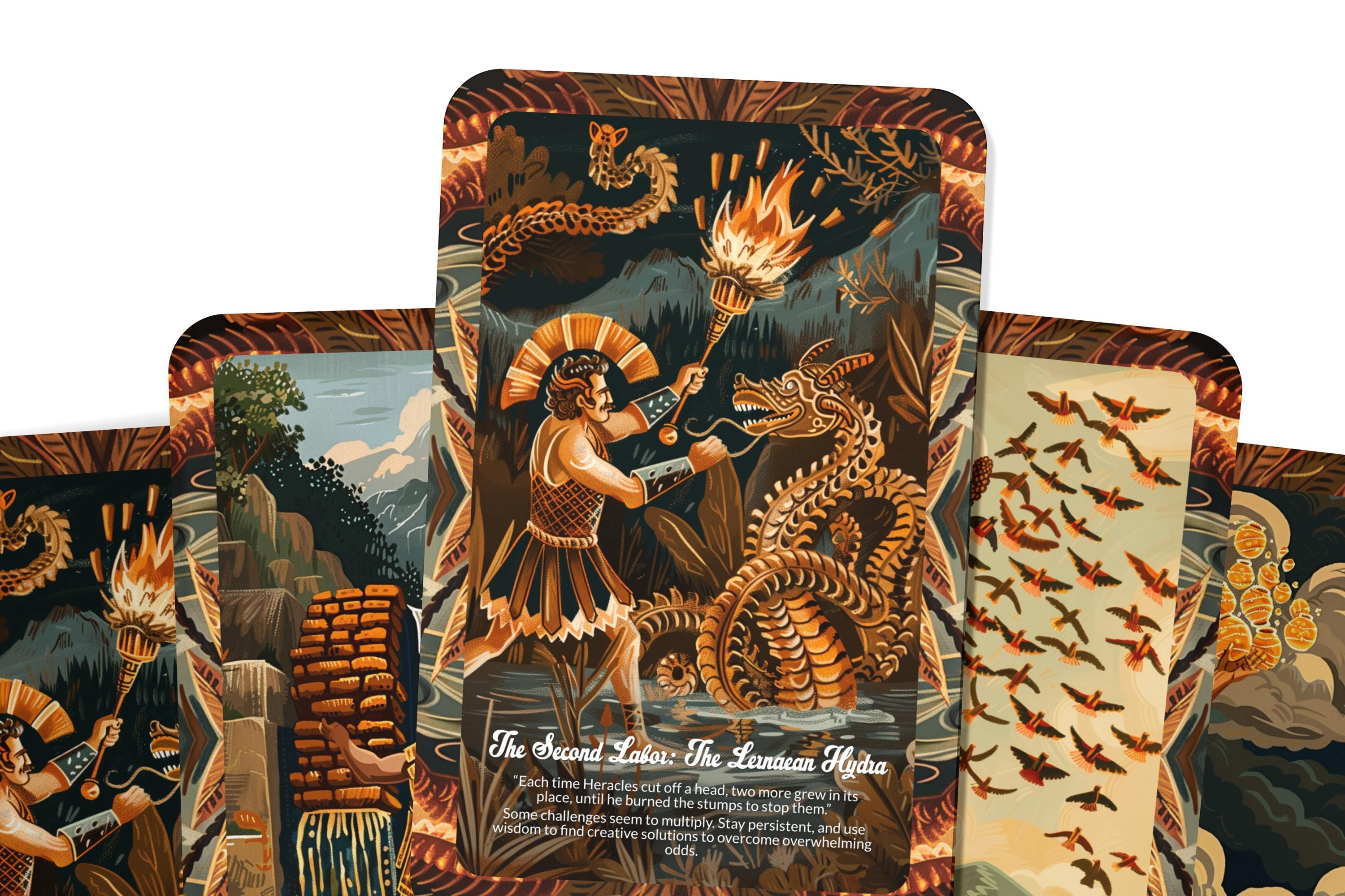 ヘラクレスの十二の功業 - 22枚のオラクルカード - 英雄的な強さと忍耐力を体現