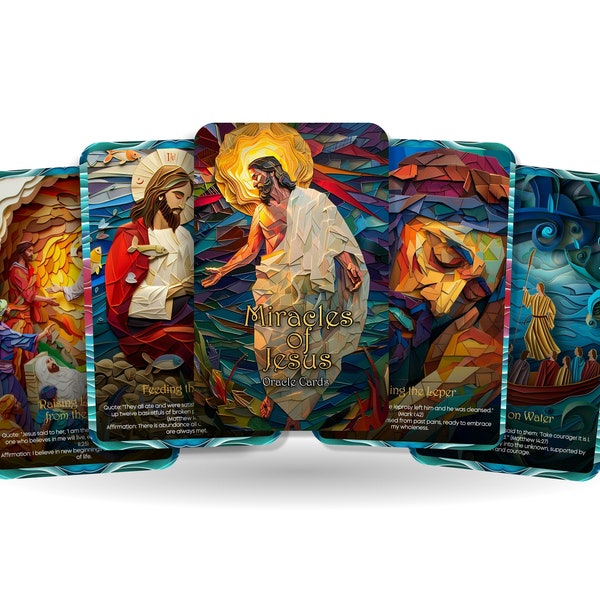 Miracles of Jesus Oracle Cards - Affirmations inspired by the profound miracles performed by Jesus - For daily reflection - Divination tool