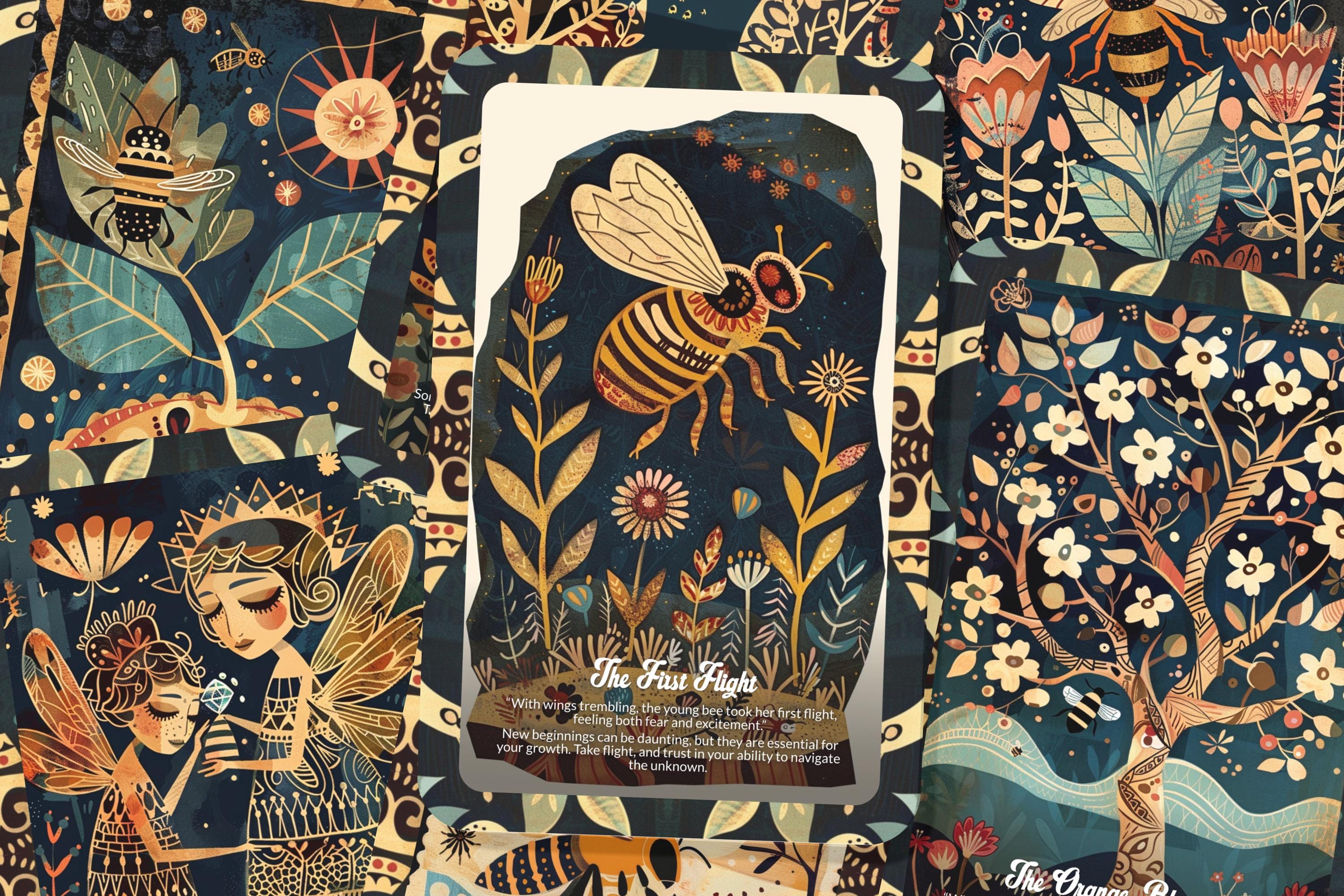 Orange Oracle Card The Bee and the Orange Tree - 22 Oracle Cards - Harness Sweetness and ...