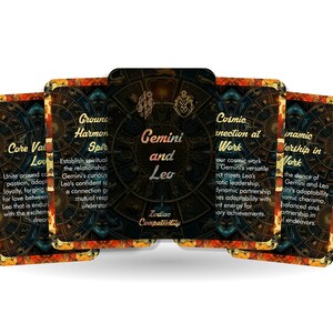 Oráculo Géminis y Leo - Compatibilidad con Zodíaco - Herramientas de adivinación - Tarjetas de Oráculo - Compatibilidad con signos estelares - Tarjetas de compatibilidad con horóscopos