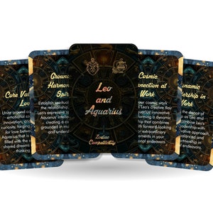 Oracle Lion et Verseau - Compatibilité astrologique - Outils de divination - Cartes Oracle - Compatibilité signe astrologique - Cartes de compatibilité horoscope