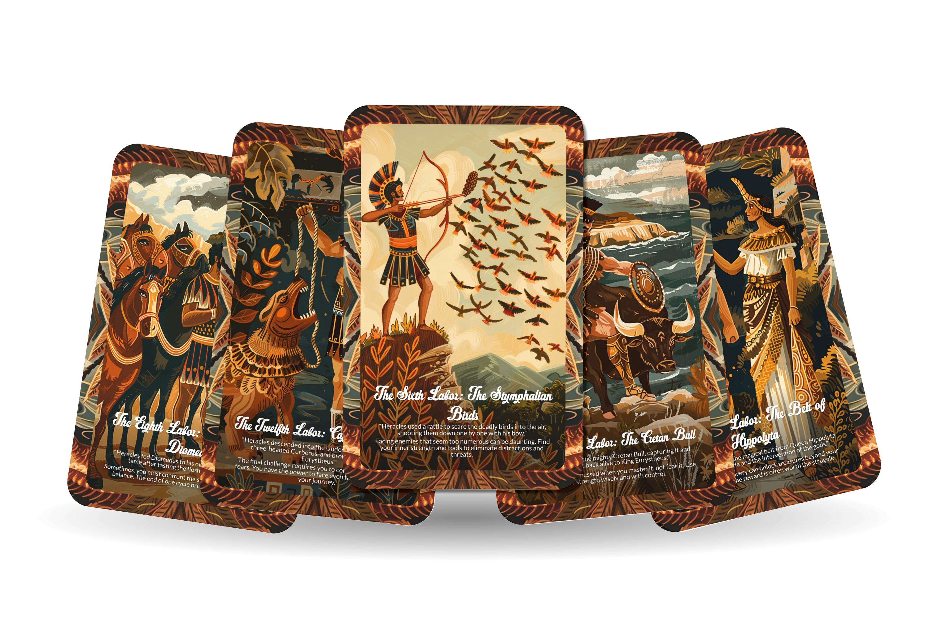 ヘラクレスの十二の功業 - 22枚のオラクルカード - 英雄的な強さと忍耐力を体現
