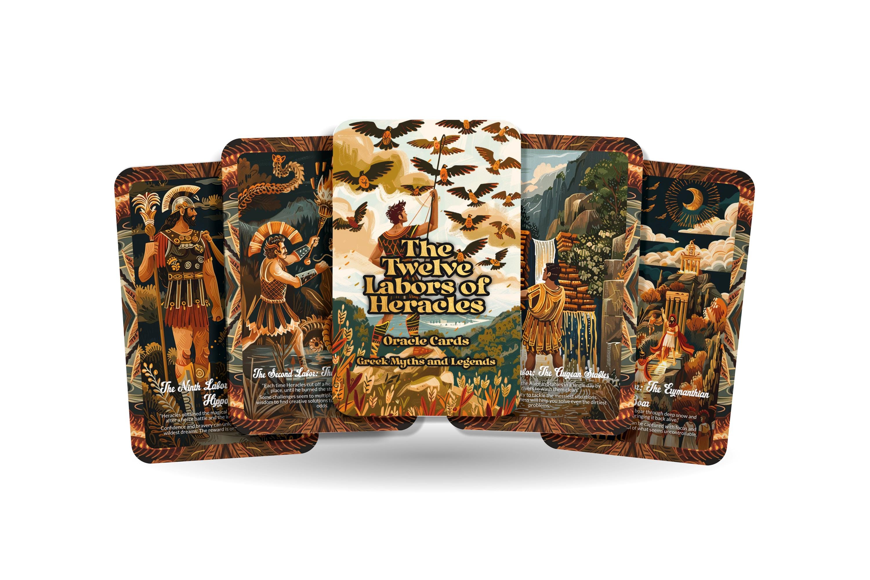 ヘラクレスの十二の功業 - 22枚のオラクルカード - 英雄的な強さと忍耐力を体現