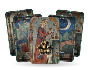 Old English Tarot Deck - 22 Major Arcana - Divination Tool - Old English Tarot Deck - Medieval Life Cards