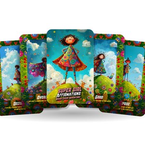 Affermazioni Super Girl - Affronta ogni avventura! Carte di affermazione per bambini - Carte di supereroi