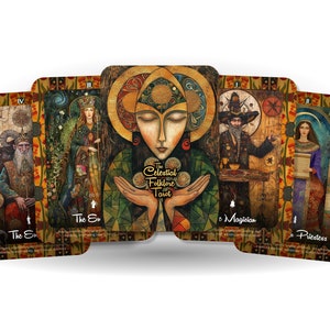 The Celestial Folklore Tarot - 78 cards - Tarot - Tarot Deck - Fortune Telling - Divination tools - Inspired by Ukrainian folk art