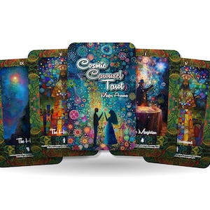 Tarot Carrusel Cósmico - Arcanos Mayores - Un Viaje de Maravillas Infinitas - Regalo de Tarot - Tarot Místico - Baraja de Tarot - Herramientas de Adivinación