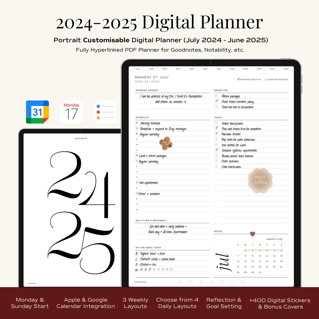 2024 - 2025 Digital Mid Year Life Planner - Dated Goodnotes/notability ...
