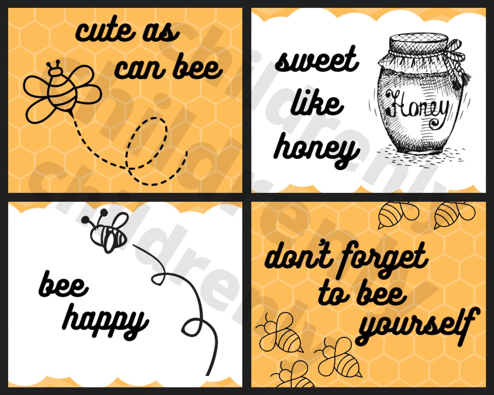 Cute Bee Sayings Set of 4 SVG, PNG, JPG Digital File Download Etsy