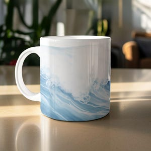 Watercolor Ocean Wave Mug: Beach & Nautical Coffee Cup
