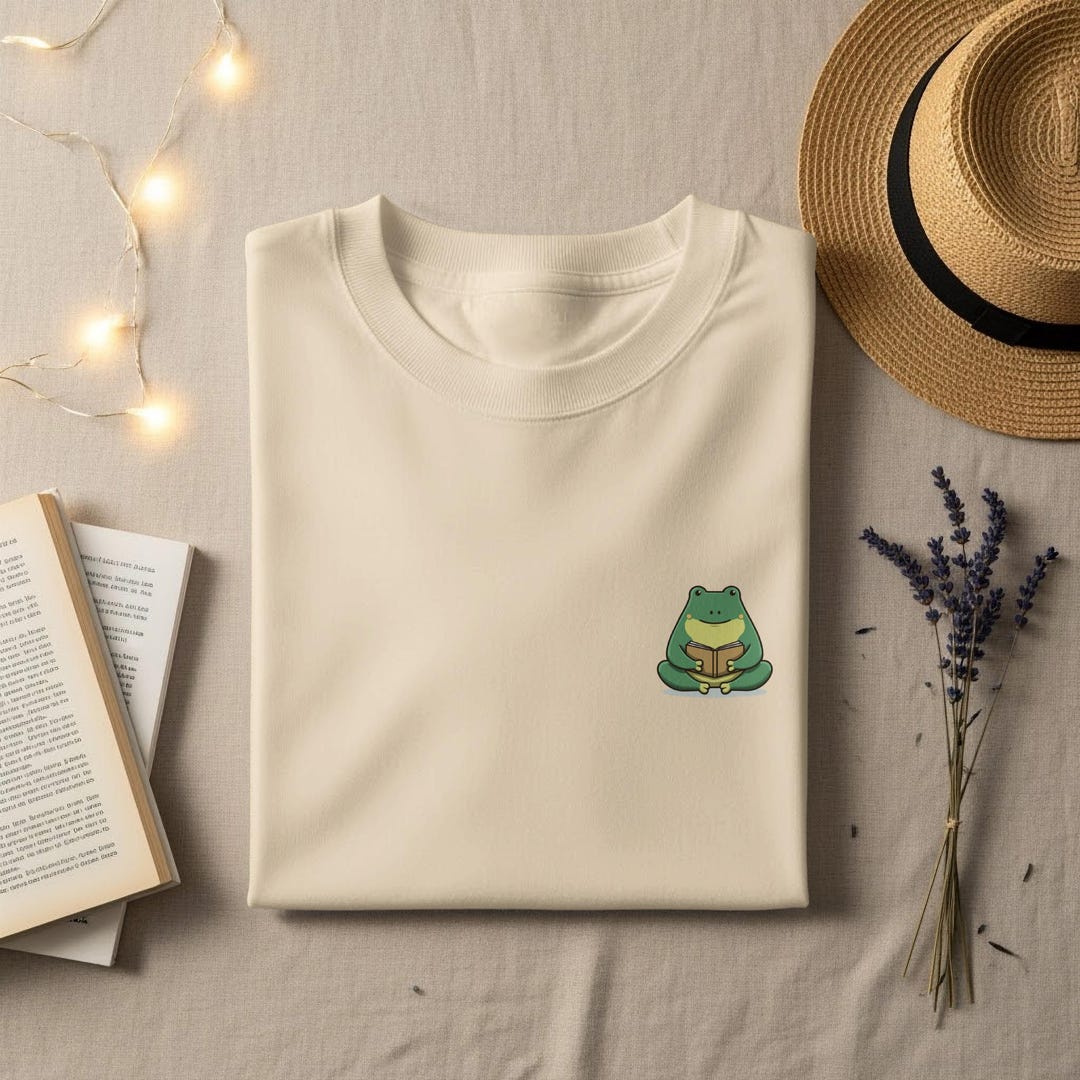 Comfort Colors® 1717, Cute Frog Reading T-shirt, Book Lover Gift ...