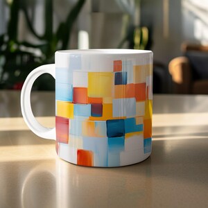 Abstract Color Block Mug, Modern Art Coffee Mug, Colorful Geometric Design Mug, Unique Gift Idea, Artistic Mug for Home or Office