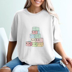 Kawaii Marshmallow Stack T-Shirt, Cute Dessert Tee, Pastel Colors, Foodie Gift, Anime Style, Sweet Treat, Graphic T-Shirt, Trendy Design