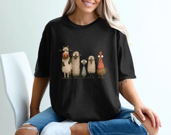 Maglietta Comfort Colors® con fattoria aliena, divertente maglietta con mucca UFO, maglietta Comfort Colors con grafica di animali carini, maglietta fantascientifica stravagante, regalo di compleanno per lui