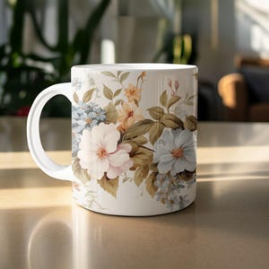 Floral Mug, Watercolor Flower Coffee Cup, Botanical Mug, Flower Lover Gift, Spring Mug, Pastel Flower Mug, Unique Mug, Decorative Mug