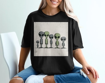 Maglietta Comfort Colors® Alien, maglietta grafica fantascientifica vintage, maglietta UFO Alien Squad, maglietta Comfort Colors extraterrestre retrò, regalo per lui