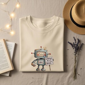 Comfort Colors® 1717 trauriger Roboter T-Shirt, 404 Fehler T-Shirt, süßer Retro Bot, Programmierer Geschenk, Comfort Colors Shirt
