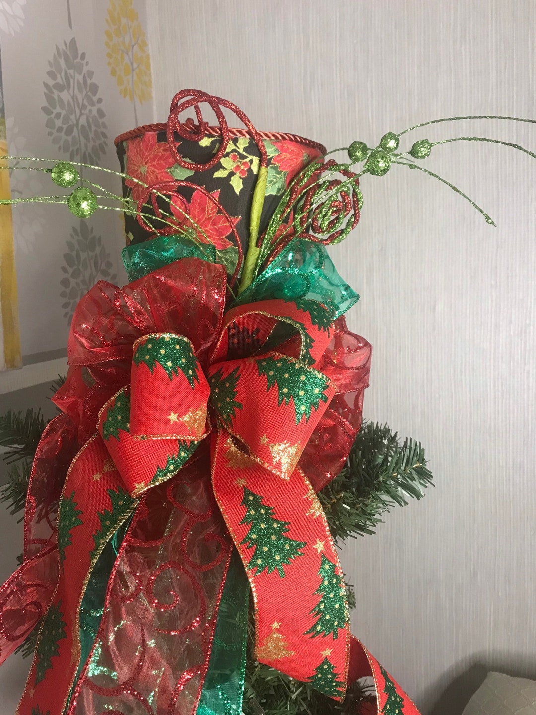 Red Poinsettia Tree Topper Etsy