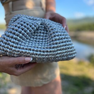 Sİlver Metallic Tasche, Silber Raffia Clutch, Gestrickte Metallic Clutch, Gehäkelte Metallic Raffia Clutch, Abendtasche, Metallic Tasche
