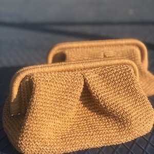 Raffia Clutch Bag, Straw Clutch, Raffia Clutch, Crochet Raffia Bag, HandKnitted Clutch Bag, Woven Clutch, Summer Bag, Crochet Pouch Bag,