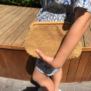 Natural Raffia Cloud Bag, Raffia Bag, Raffia Clutch, Raffia Pouch, Raffia Shoulder Bag, Straw Clutch Bag,  HandKnitted Clutch, Straw Purse