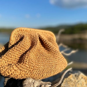 Raffia Cluth Bag, Natural Raffia Bag,Dumpling Raffia Bag, Clutch Bag, Cloud Clutch,HandKnitted Clutch, Straw Purse, Summer HandBag