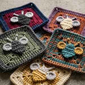 HoneyBee Crochet Pattern,Animal Granny Square Pattern, Bee Crochet Digital PDF Pattern for Blanket