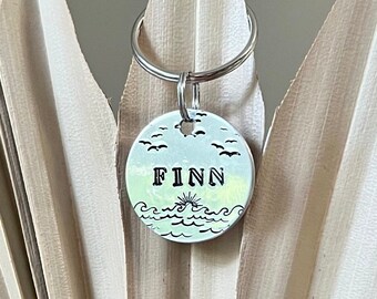 Lake Dog Tag (+more tag shape/color options!) Beach Dog Tag, Ocean Sunset Dog Tag, Waves Dog Tag, Handstamped Metal Dog Tag, Wanderlust Tags
