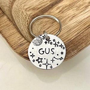 Night Sky Dog Tag (+more tag shape/color options!) | Moon Stars Little Dipper Dog Tag, Milky Way Hexagon Pet Tag, Dog Tag, Wanderlust Tags