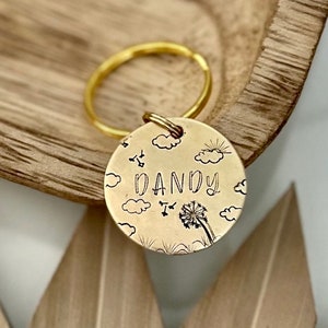 Dandelion Dog ID Tag (+more tag shape/color options!)  Metal Dog Tag | Floral Dog Tag, Clouds Dog Tag, Dandelions Dog Tag, Wanderlust Tags